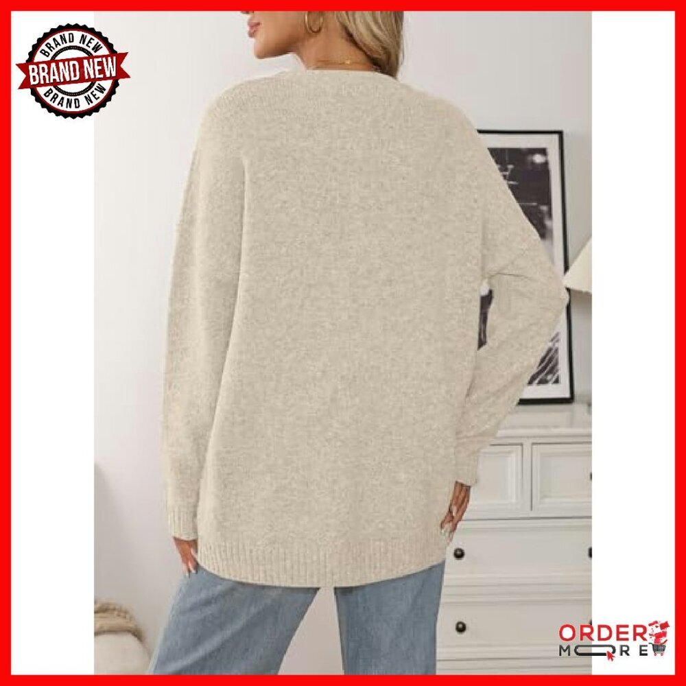 Oversized Chunky Knit Tunic Sweater Winter Pullover Long Sleeve - Picture 5 of 7